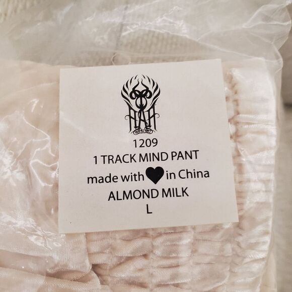 NEW! HAH | '1 Track Mind' Crushed Velvet Jogger Pants - size Large in Ivory - Picture 16 of 16